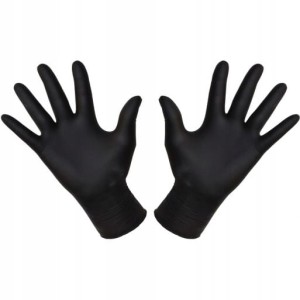 Czarne Rękawice jednorazowe nitrylowe 8-9 L