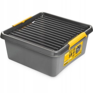 Mocny Pojemnik 18l Pudełko z Pokrywką Szary 1612