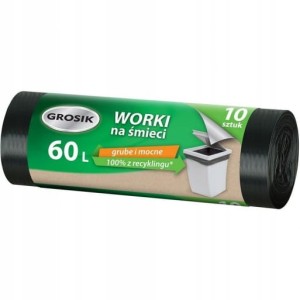 Czarny worki na śmieci 60L 10 szt. mocne