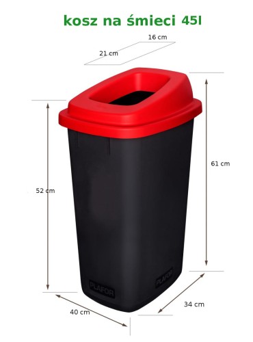 Kosz do Segregacji Śmieci 45l– Kosz na Metal
