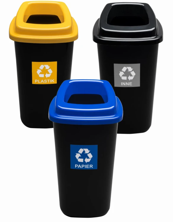 ZESTAW 3-KOSZE śmietnik z otworem SORT BIN 45L