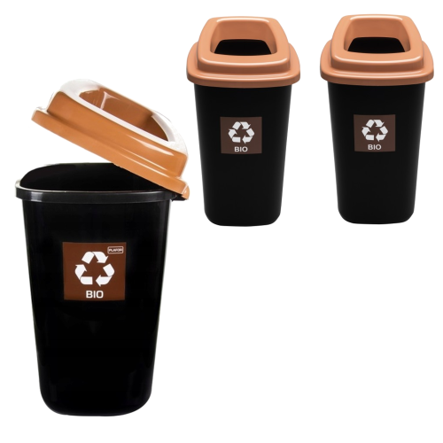 BRĄZOWY- BIO kosz 28L segregacja Śmietnik x3