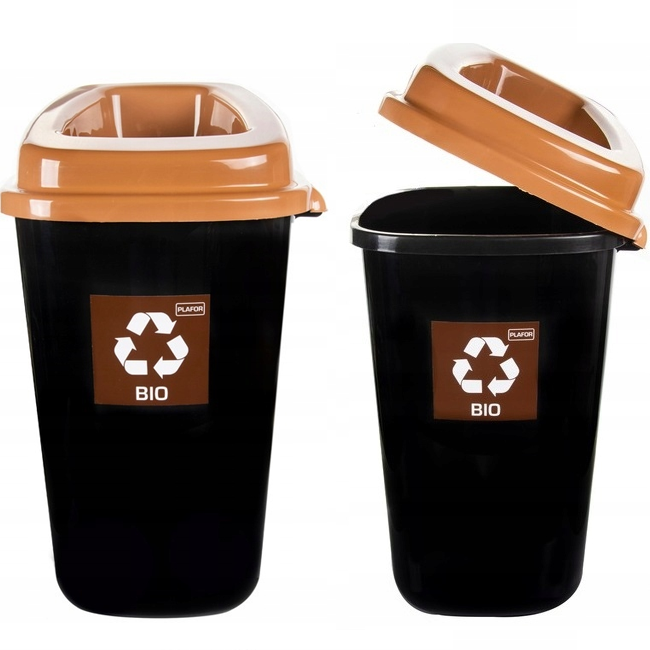 BRĄZOWY- BIO kosz 28L segregacja Śmietnik x3