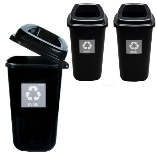 Pojemnik do Segregacji Śmieci Sort Bin Czarny – Kosz na Odpady Zmieszane 3x28L