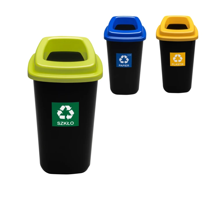 Zestaw do Segregacji Śmieci – Papier, Plastik, Szkło 3 Kosze 28L