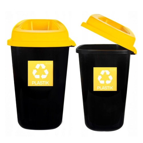 Zestaw 3 Pojemników do Segregacji Śmieci Sort Bin – Żółte Pojemniki na Plastik 28L
