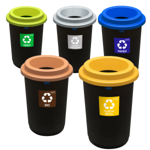 Zestaw 5 Koszy do Segregacji Śmieci 50L ECO BIN – Kompletny Zestaw na Papier, Szkło, Plastik, i Bio