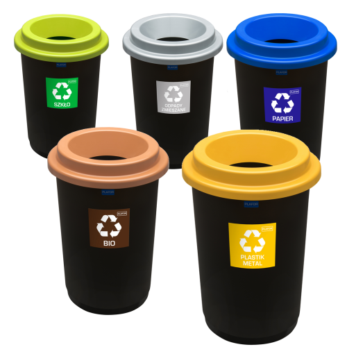 Zestaw 5 Koszy do Segregacji Śmieci 50L ECO BIN – Kompletny Zestaw na Papier, Szkło, Plastik, i Bio