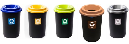 Zestaw 5 Koszy do Segregacji Śmieci 50L ECO BIN – Kompletny Zestaw na Papier, Szkło, Plastik, i Bio