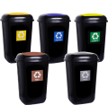 Zestaw Koszy do Segregacji 5 szt. Quatro 28L – Papier, Plastik, Szkło, Bio i Odpady Zmieszane