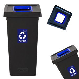 Czarny kosz segregacyjny FIT BIN 75l Papier Segregacja Ekologia