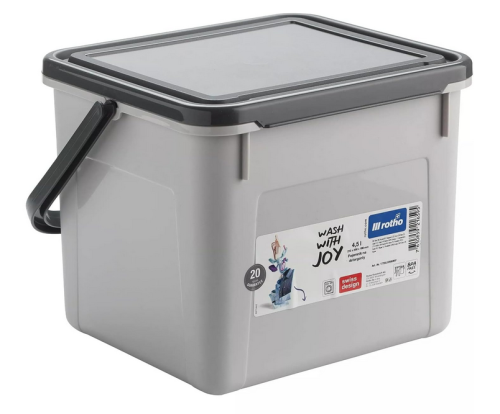 Pojemnik na detergenty ROTHO Basic 4,5L z pokrywką – Szary, funkcjonalny box