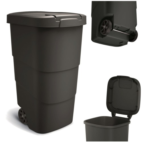 Kosz na śmieci 110L z kółkami Prosperplast Wheeler  Mobilny, szczelny, mocny