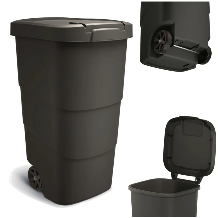 Kosz na śmieci 110L z kółkami Prosperplast Wheeler  Mobilny, szczelny, mocny