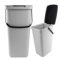 Kosz na śmieci 20L do segregacji Keden Systema Q z wieszakiem popielaty