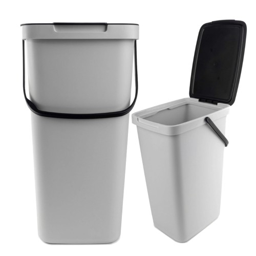 Kosz na śmieci 20L do segregacji Keden Systema Q z wieszakiem popielaty