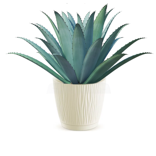 Doniczka Sandy DSY130P kremowa z podstawką – okrągła, 1L, ozdobna