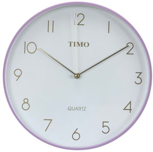 Zegar Timo B312 25cm Fioletowy – Elegancki Budzik z Złotymi Cyframi