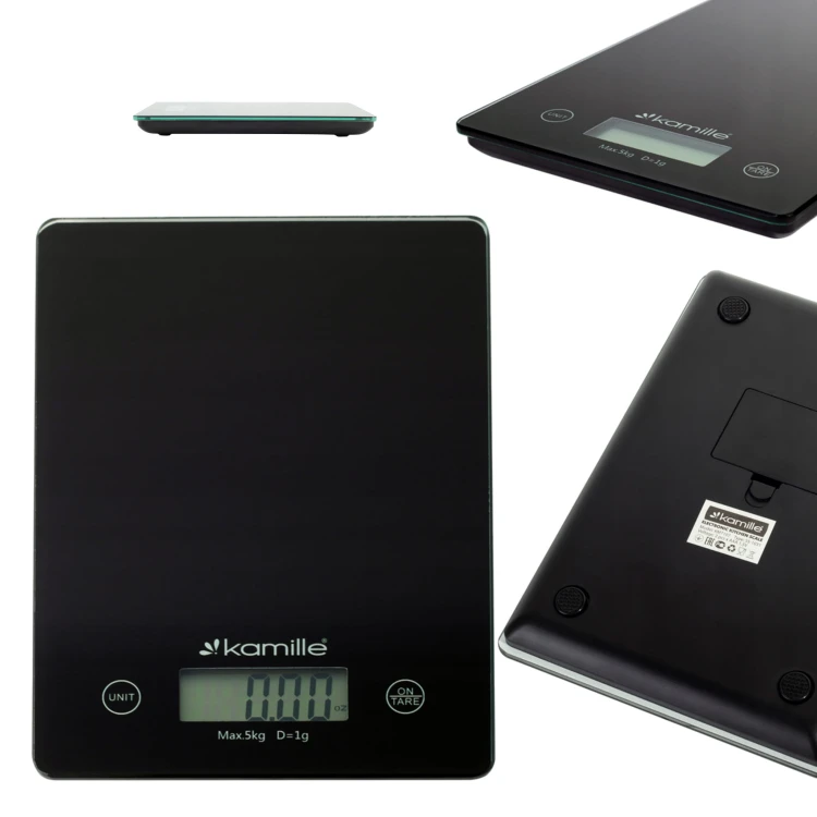 Waga kuchenna elektroniczna szklana do 5kg LCD KM-7107, precyzyjna, tarowanie