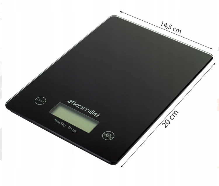Waga kuchenna elektroniczna szklana do 5kg LCD KM-7107, precyzyjna, tarowanie