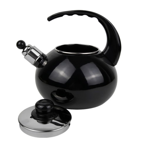 Czajnik Emaliowany Kamille 2,5L z Gwizdkiem na Indukcję i Gaz – Elegancki Czarny