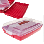 Curver Pojemnik na Ciasto Prostokątny z Tacką i Uchwytami – Czerwony