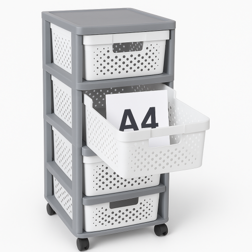 Szary pojemnik na dokumenty z papierem A4.png