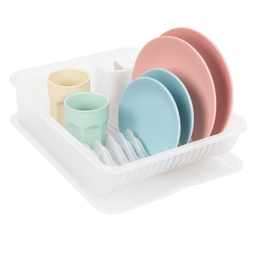 Ociekacz do naczyń biały z pojemnikiem na sztućce Rotho