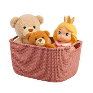 Koszyk KNIT L 19L różowy– stylowy pojemnik do przechowywania