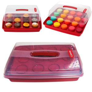 Pojemnik na ciasto z wkładką 3w1 muffinki makaroniki tort