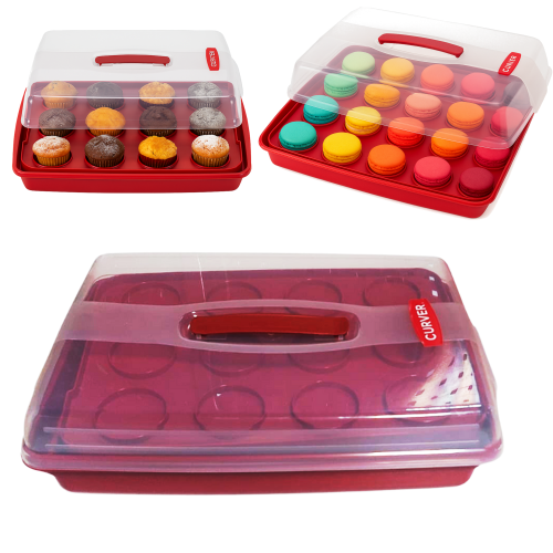 Pojemnik na ciasto z wkładką 3w1 muffinki makaroniki tort