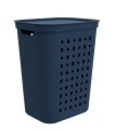 Kosz na pranie JONA 55L Rotho ciemnogranatowy wentylowany z klapą