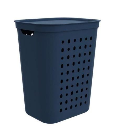Kosz na pranie JONA 55L Rotho ciemnogranatowy wentylowany z klapą