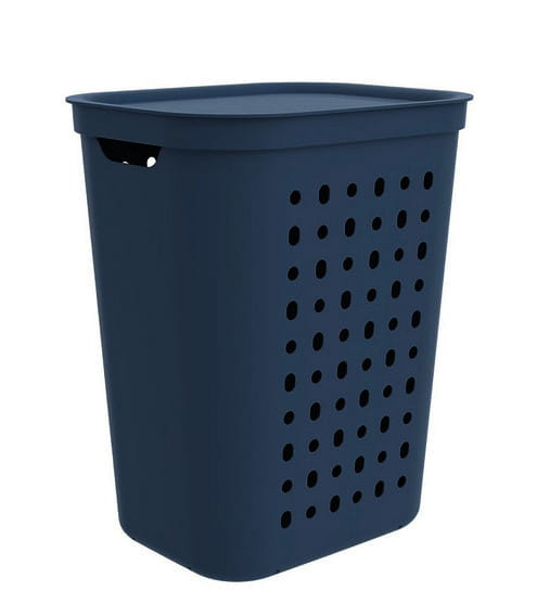Kosz na pranie JONA 55L Rotho ciemnogranatowy wentylowany z klapą