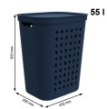 Kosz na pranie JONA 55L Rotho ciemnogranatowy wentylowany z klapą