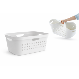 Kosz na pranie Rotho JONA 39L biały – elastyczny kosz na bieliznę