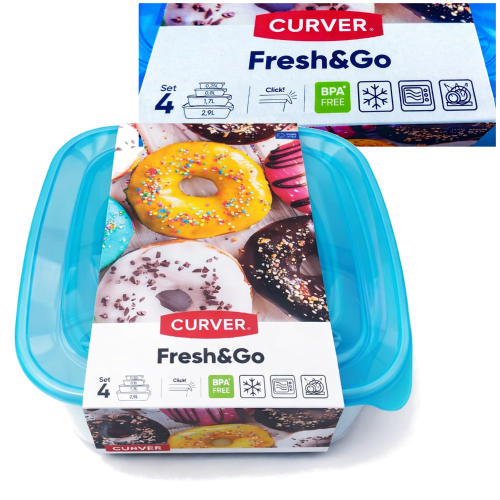 Zestaw 4 pojemników na żywność CLICK do mikrofalówki i zamrażarki