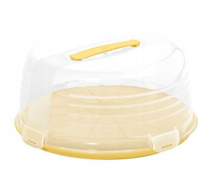 Pojemnik na ciasto -Tortownica 34 cm  żółta Zamykany