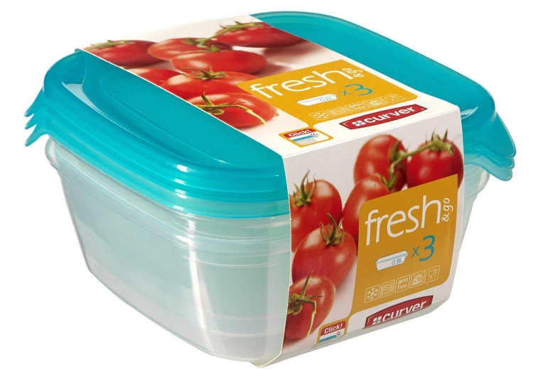CURVER Fresh & Go Pojemniki na Żywność 0,8L 3szt Szczelne