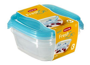 CURVER Fresh & Go Pojemniki na Żywność 0,8L 3szt Szczelne