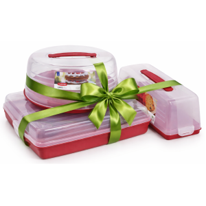 Zestaw 3 Pojemników na Ciasto CURVER – Okrągły, Prostokątny i Wąski