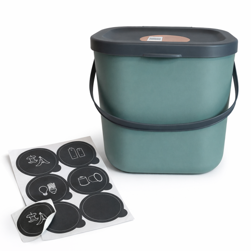 Kosz na śmieci 6L z pokrywą + naklejki do segregacji odpadów