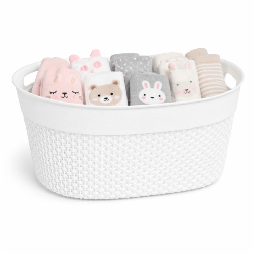 Biały Koszyk Organizer z Rączkami 6L | Uniwersalny Koszyczek Ażurowy