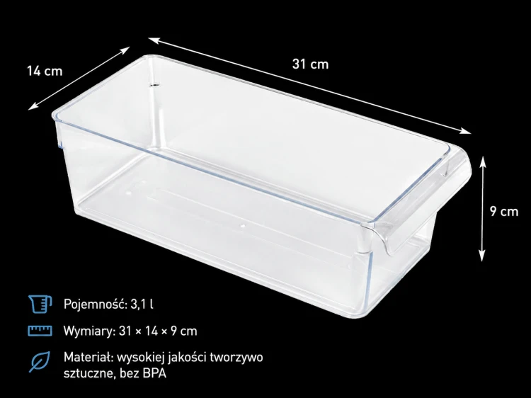 Pojemnik organizer do lodówki Rotho LOFT 3,1L BPA FREE kuchenny transparentny
