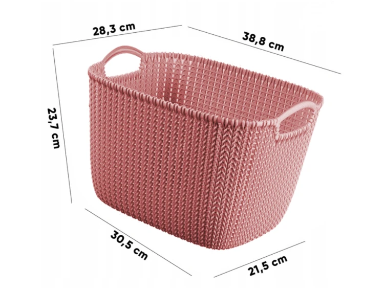 Koszyk KNIT L 19L różowy organizer pojemnik łazienkowy na zabawki