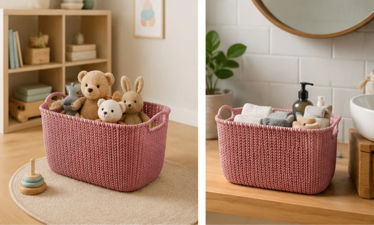 Koszyk KNIT L 19L różowy organizer pojemnik łazienkowy na zabawki