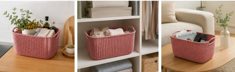 Koszyk KNIT L 19L różowy organizer pojemnik łazienkowy na zabawki