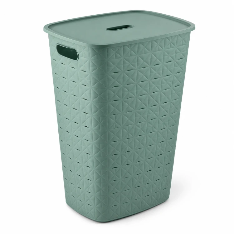 Kosz na pranie Softex 56L zielony z pokrywą
