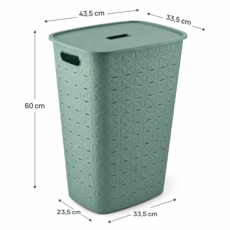 Kosz na pranie Softex 56L zielony z pokrywą