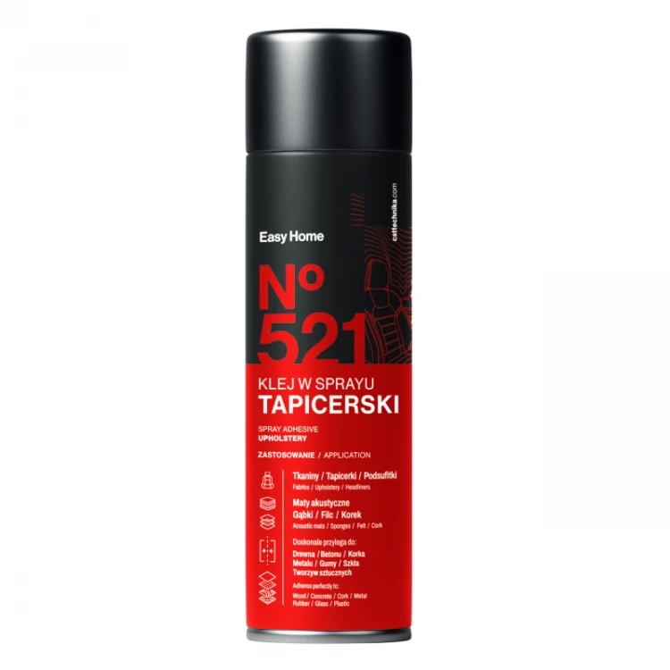 Klej tapicerski do tkanin skóry, filcu, gąbki -521 w sprayu 500 ml